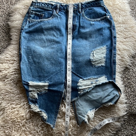 Missguided Blue Denim Distressed Mini Skirt - Picture 11 of 12